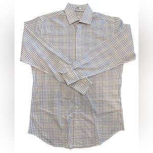 Peter Millar nanoluxe buttondown multicolor check tattersall collared shirt M